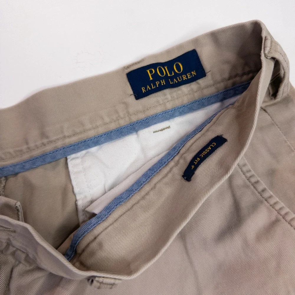 Polo Ralph Lauren Shorts Mens 36 Tan Fair Classic Fit 9 Inseam Chino Cotton